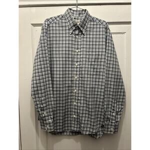 Men’s Gitman Bros Vintage Button Down Long Sleeve Shirt Blue Green Plaid USA M